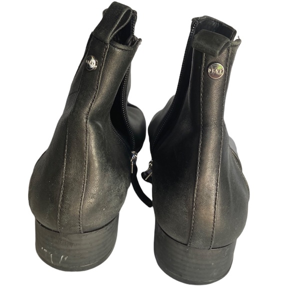DKNY Talie Black Leather Pointed Toe Block Heel Zip-Up Pull Tab Ankle Bootie - Picture 8 of 9